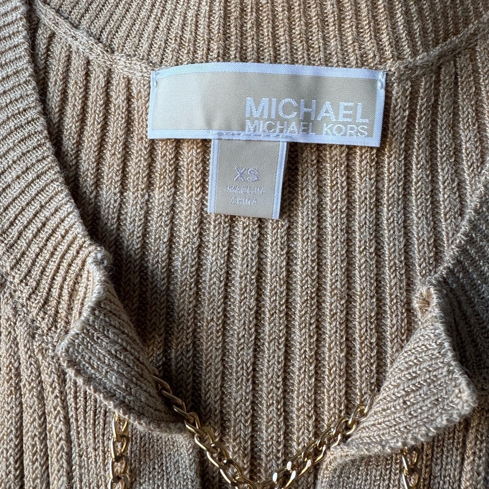 Michael Kors Tan Ribbed Long Sleeve Dress - Picture 3 of 3